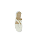 Beige Calf Leather Bos Taurus Flat Sandals