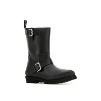 Black Polyester Lace-Up Boots