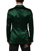 Green Satin Double Breasted Jacket Blazer
