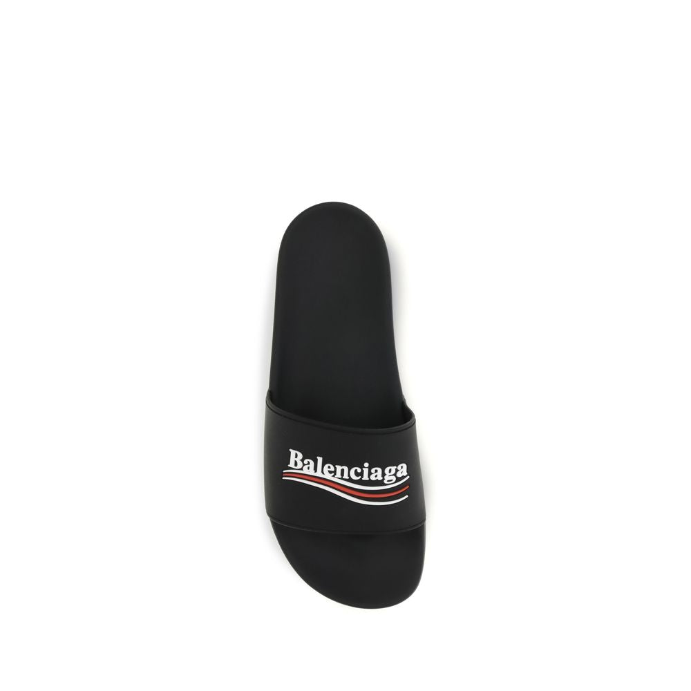 Black Polyurethane Sandals