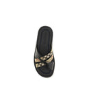 Black Calf Leather Bos Taurus Flat Sandals
