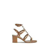 Beige Calf Leather Bos Taurus Strap-On Sandals