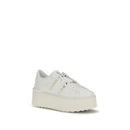 White Calf Leather Bos Taurus Platform Sneakers