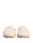 Beige Shetland Wool Red Quilted Slippers Shoes