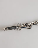 Silver Tone Chain Lobster Clasp Logo Gray Pearls Bracelet