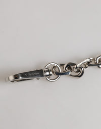 Silver Tone Chain Lobster Clasp Logo Gray Pearls Bracelet