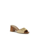 Beige Calf Leather Bos Taurus Platform Sandals