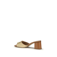 Beige Calf Leather Bos Taurus Platform Sandals