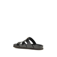 Black Calf Leather Bos Taurus Sandals