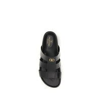 Black Calf Leather Bos Taurus Sandals
