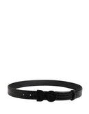 Men Black Exotic Leather Logo Buckle Belt