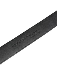 Men Black Exotic Leather Logo Buckle Belt