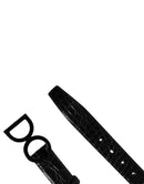 Men Black Exotic Leather Logo Buckle Belt