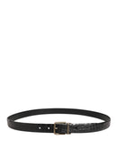 Men Black Exotic Leather Metal Buckle Belt