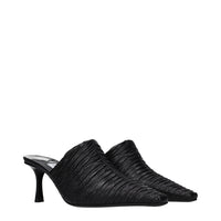 Black Leather Mid Heel Pumps