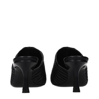 Black Leather Mid Heel Pumps