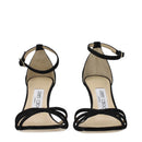 Black Leather Stiletto Heel Sandals