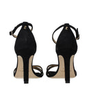 Black Leather Stiletto Heel Sandals