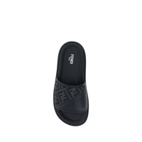 Gray Fabric Flat Sandals