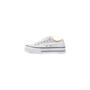 White Fabric Platform Sneakers