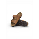 Brown Leather Flat Sandals