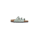 Green Leather Flat Sandals