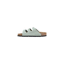 Green Leather Flat Sandals