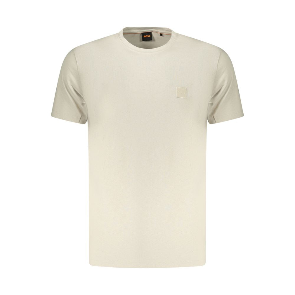 Beige Cotton Men T-Shirt