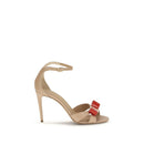 Beige Calf Leather Bos Taurus Stiletto Heel Sandals