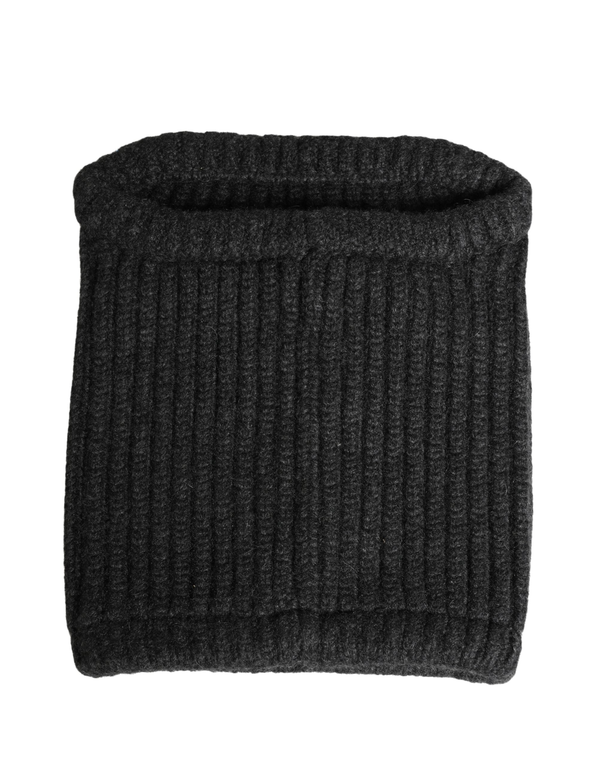 Black Cashmere Knitted Men Winter Neck Warmer Hat