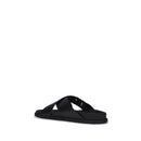 Black Calf Leather Bos Taurus Flat Sandals