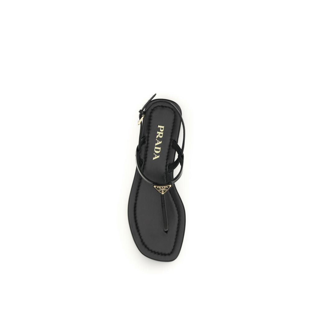Black Calf Leather Bos Taurus Flip-Flop Sandals