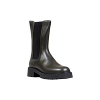 Gray Leather Ankle Boots