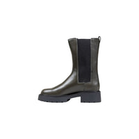 Gray Leather Ankle Boots