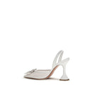 White Polyester High Heel Pumps