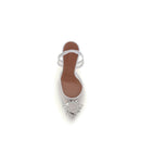 White Polyester High Heel Pumps