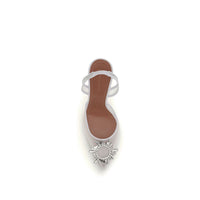 White Polyester High Heel Pumps