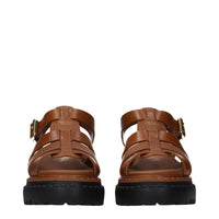 Brown Leather Platform Sandals