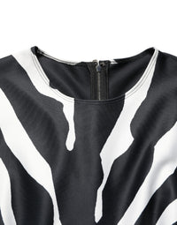 Black White Polyester Zebra Pattern Jumpsuit