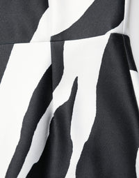 Black White Polyester Zebra Pattern Jumpsuit