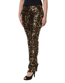 Gold Leopard Sequined Straight Trouser Pants