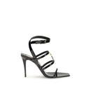 Black Calf Leather Bos Taurus Stiletto Heel Sandals