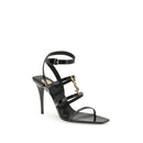 Black Calf Leather Bos Taurus Stiletto Heel Sandals