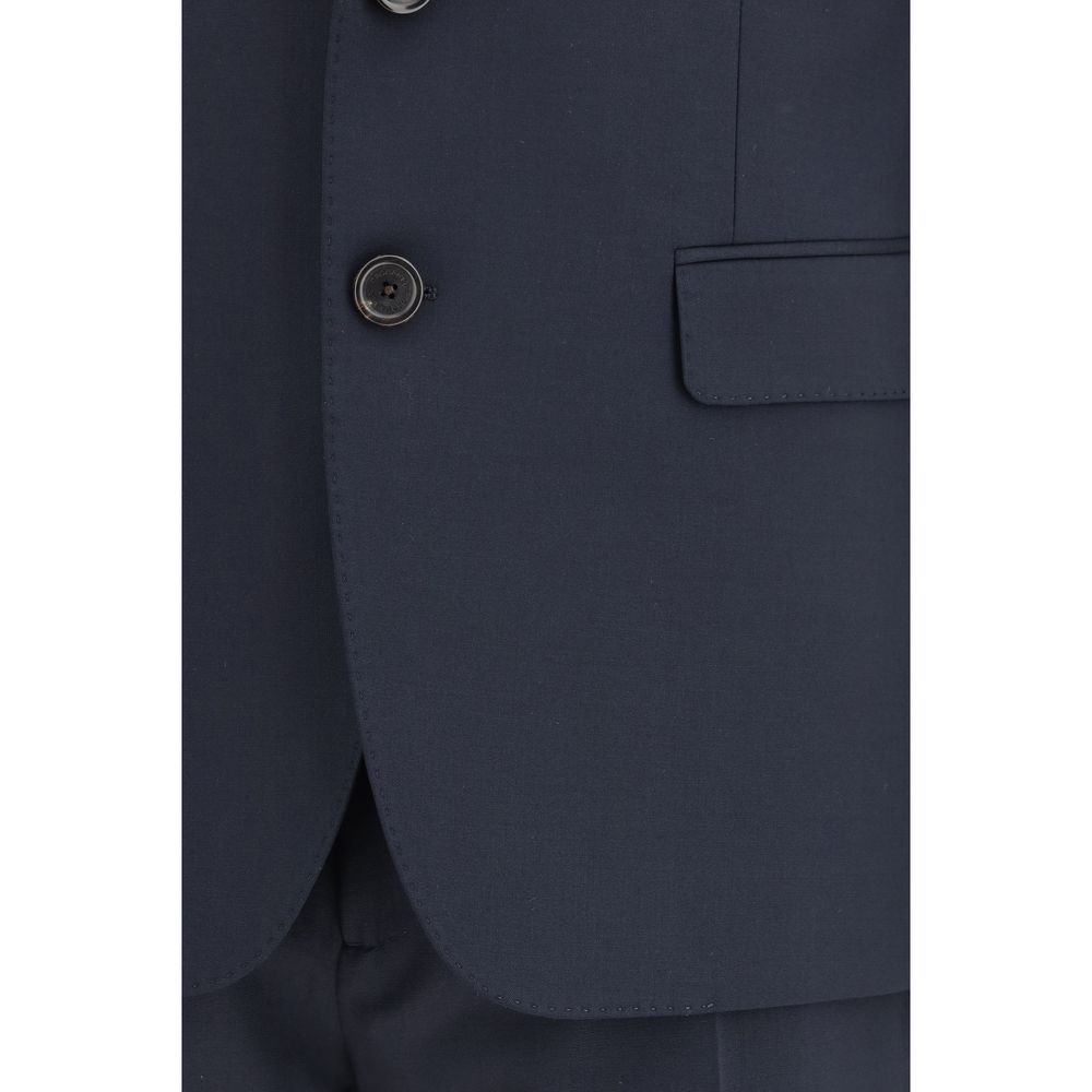 Blue Fleece Wool Two-Piece Suit