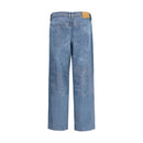 Blue Cotton Straight-Leg Jeans