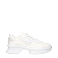 White Fabric Low Top Sneakers