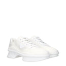 White Fabric Low Top Sneakers