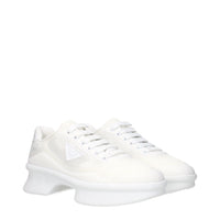 White Fabric Low Top Sneakers