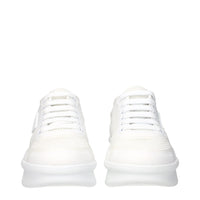 White Fabric Low Top Sneakers