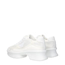 White Fabric Low Top Sneakers